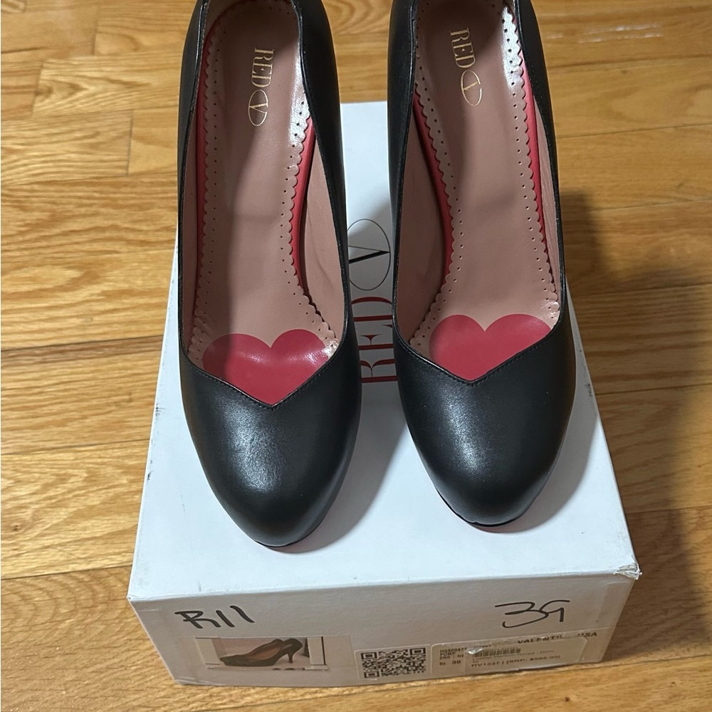 Valentino Black Heels with Heart Detail
